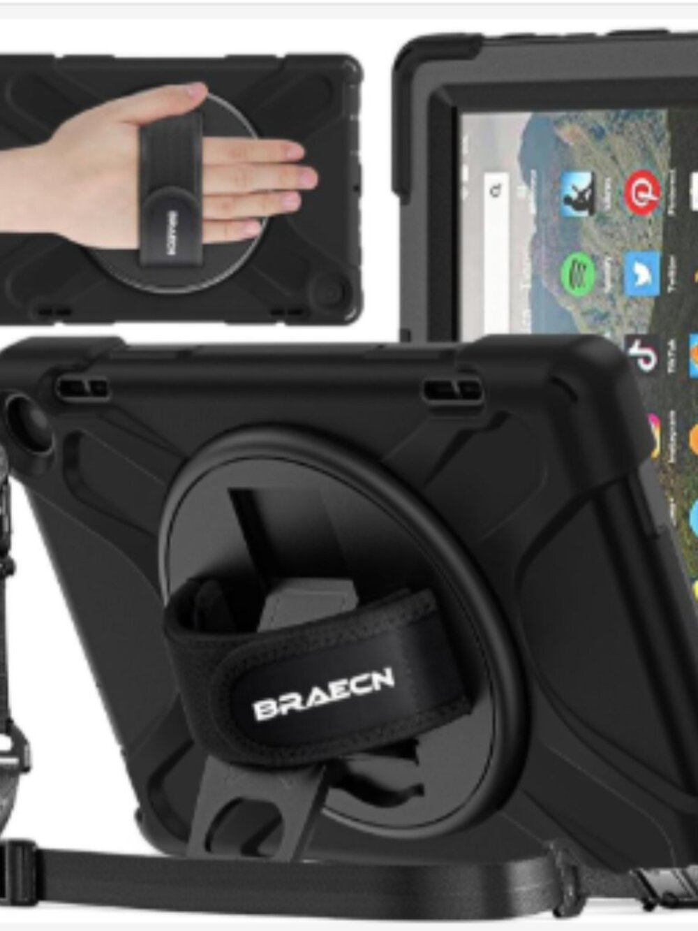 BRAECNstock for Amazon Fire HD 8 Tablet Case (12th Generation, 2024/2022) 8" Blk